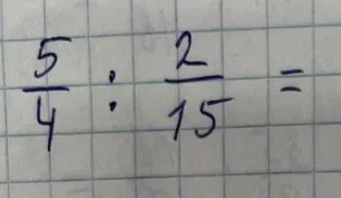 Разделите $\frac{5}{4}$ на $\frac{2}{15}$