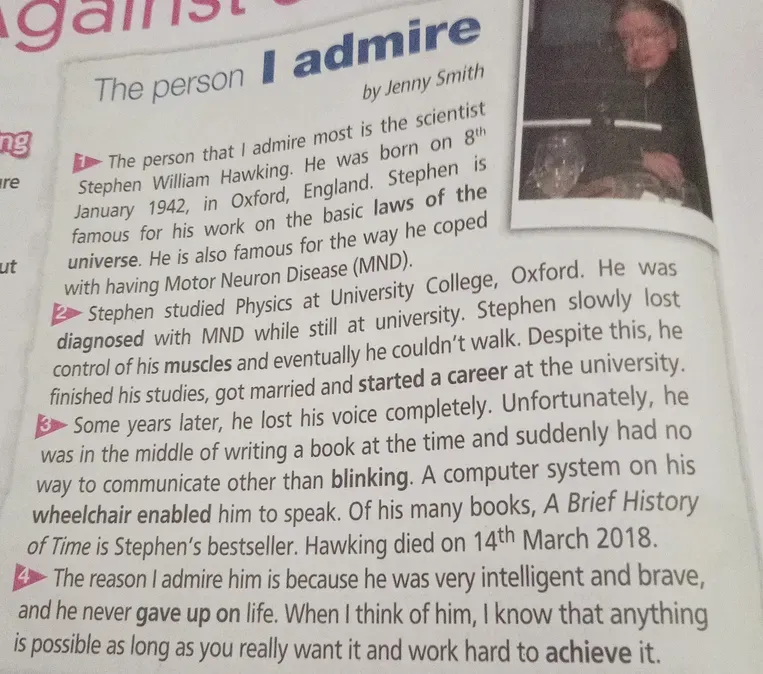 Переведите текст «The person I admire» на русский язык.