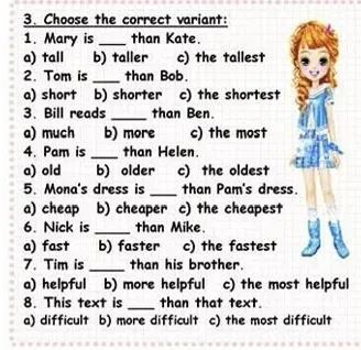 Choose the correct variant: Mary is ____ than Kate.