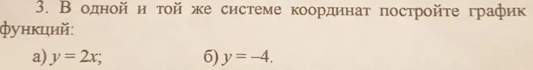Постройте график функций: a) y = 2x; б) y = -4.