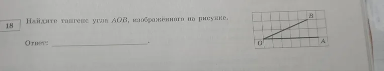 Найдите тангенс угла $AOB$, изображённого на рисунке.
