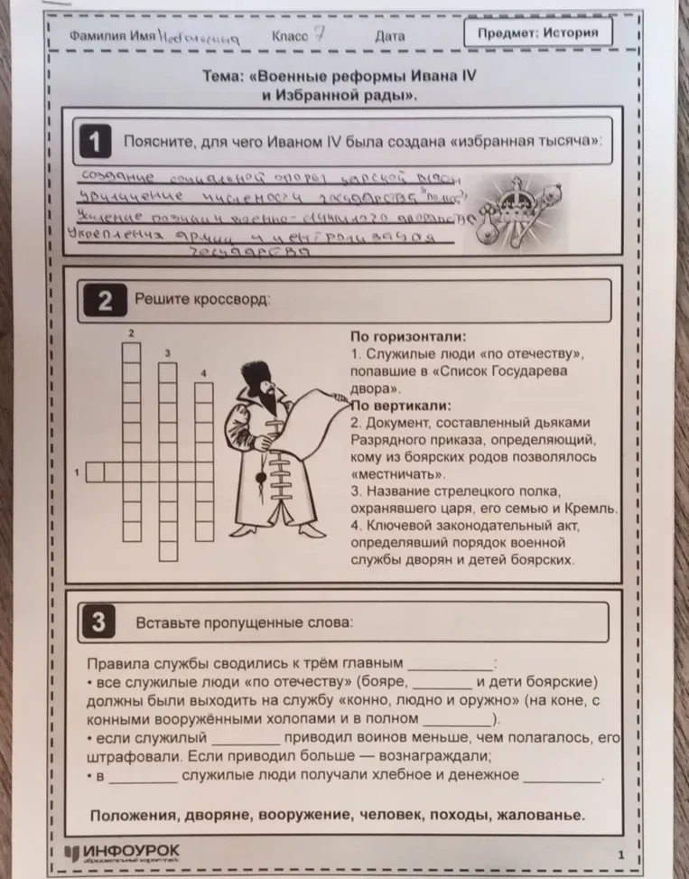 Поясните, для чего Иваном IV была создана «избранная тысяча»