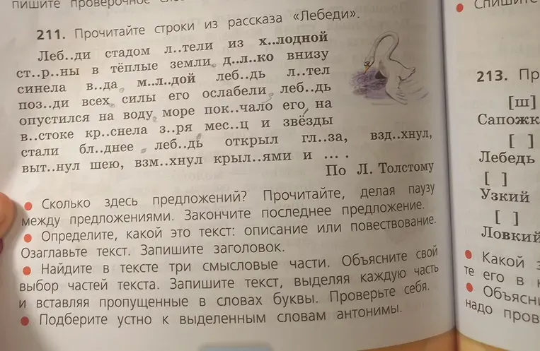 Разделите текст на 3 смысловые части, вставьте пропущенные буквы, озаглавьте текст