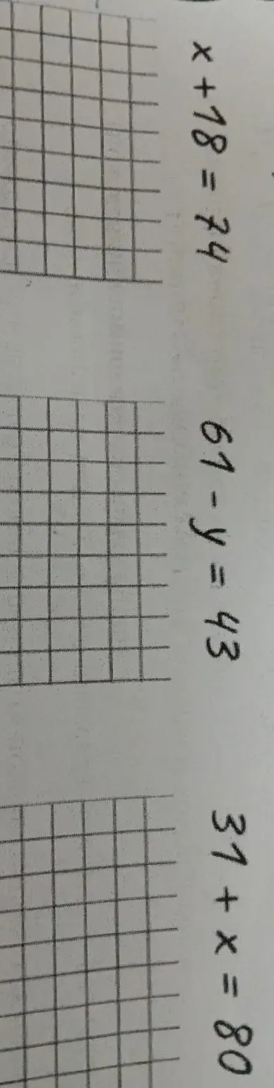 Решите уравнение x + 18 = 74