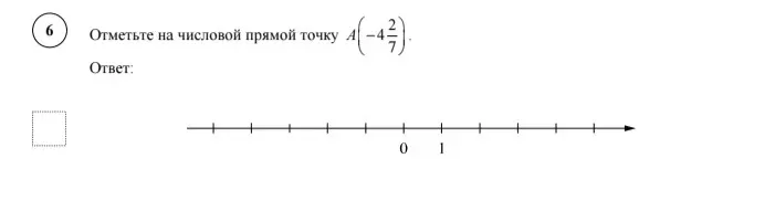 Отметьте на числовой прямой точку A(-4 2/7)