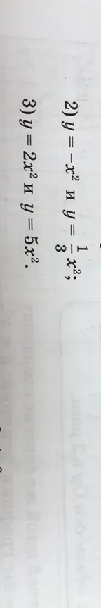 Сделать график на 3 функции: 1) $y = -x^2$ ; 2) $y = \frac{1}{3}x^2$ ; 3) $y = 2x^2$