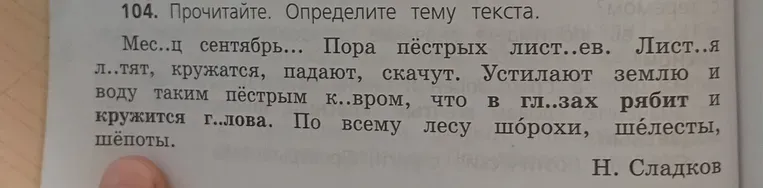 Прочитайте. Определите тему текста.