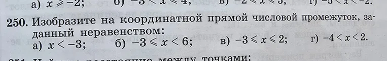 Изобразите на координатной прямой числовой промежуток, заданный неравенством: а) x < -3