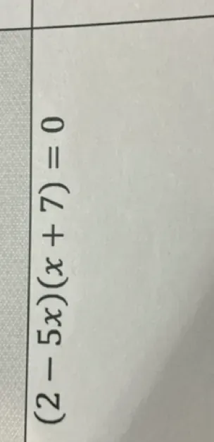 Решите уравнение (2 - 5x)(x + 7) = 0
