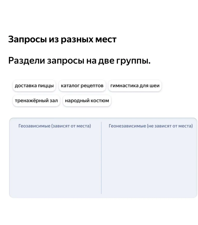 Раздели запросы на две группы: геозависимые и геонезависимые.