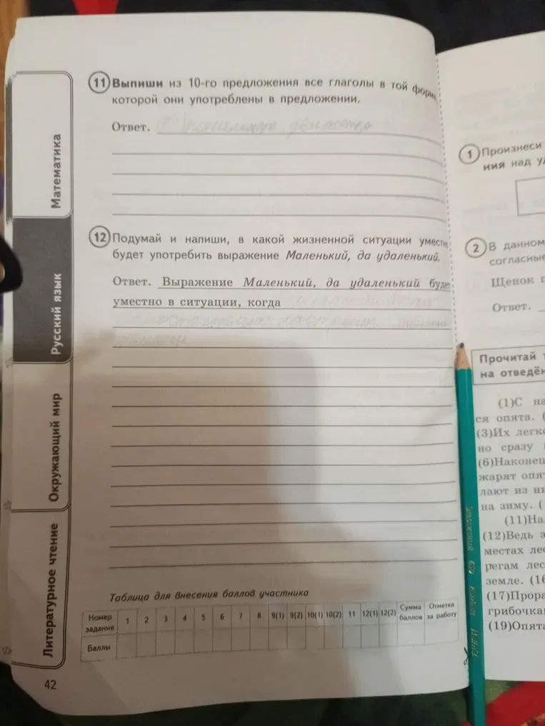 Выпиши из 10-го предложения все глаголы в той форме, которой они употреблены в предложении.