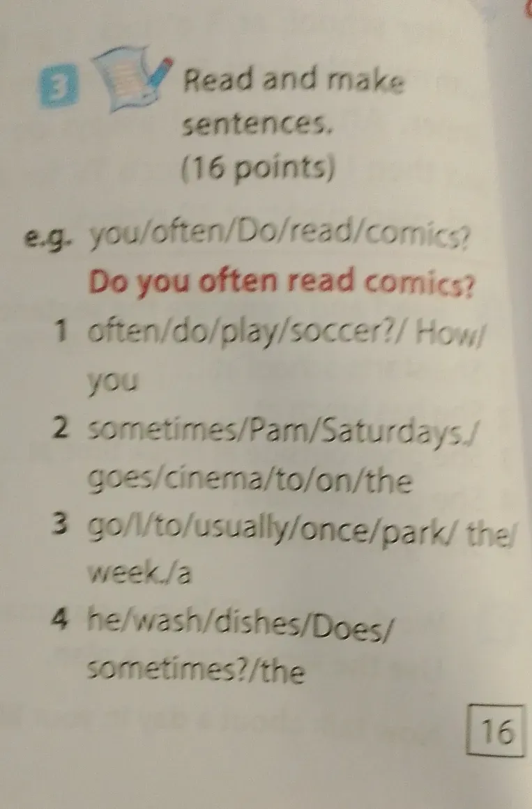 Read and make sentences.