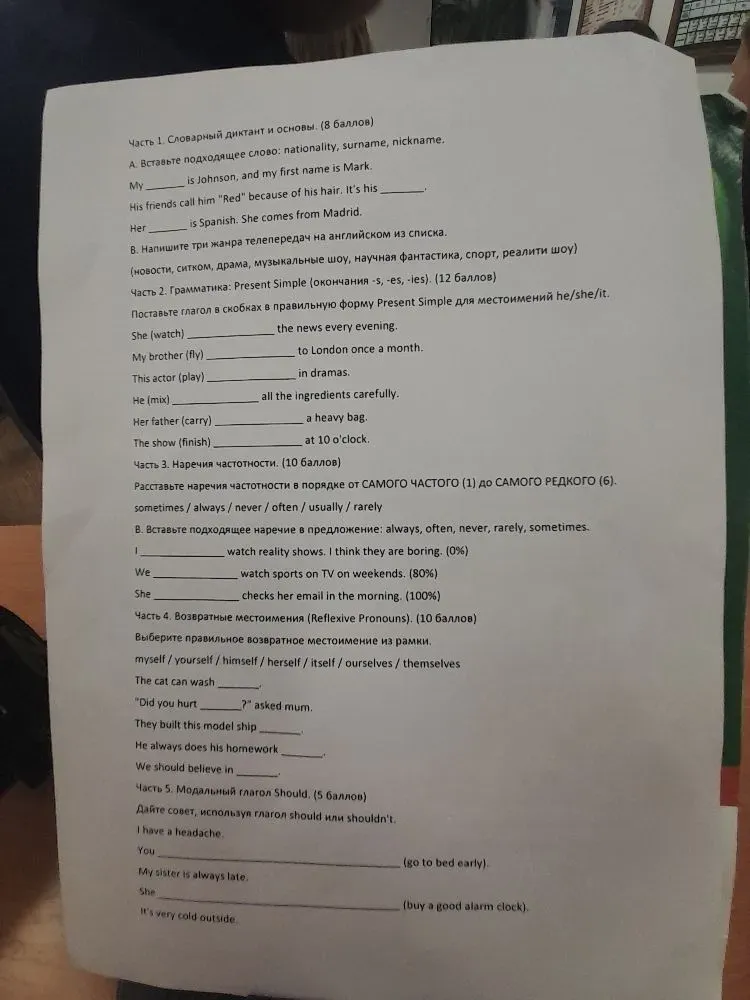 Вставьте подходящее слово: nationality, surname, nickname. My ____ is Johnson, and my first name is Mark.