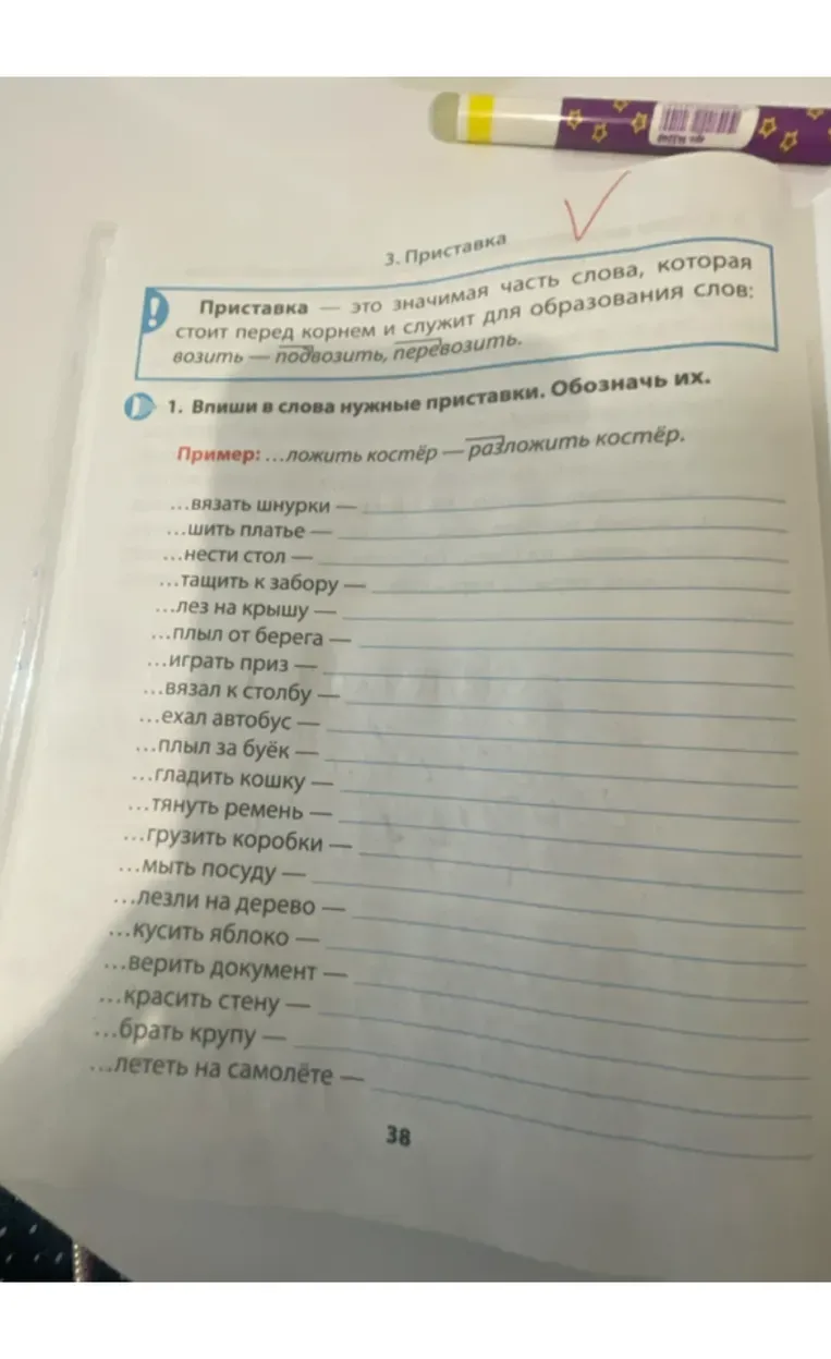 Впиши в слова нужные приставки. Обозначь их.