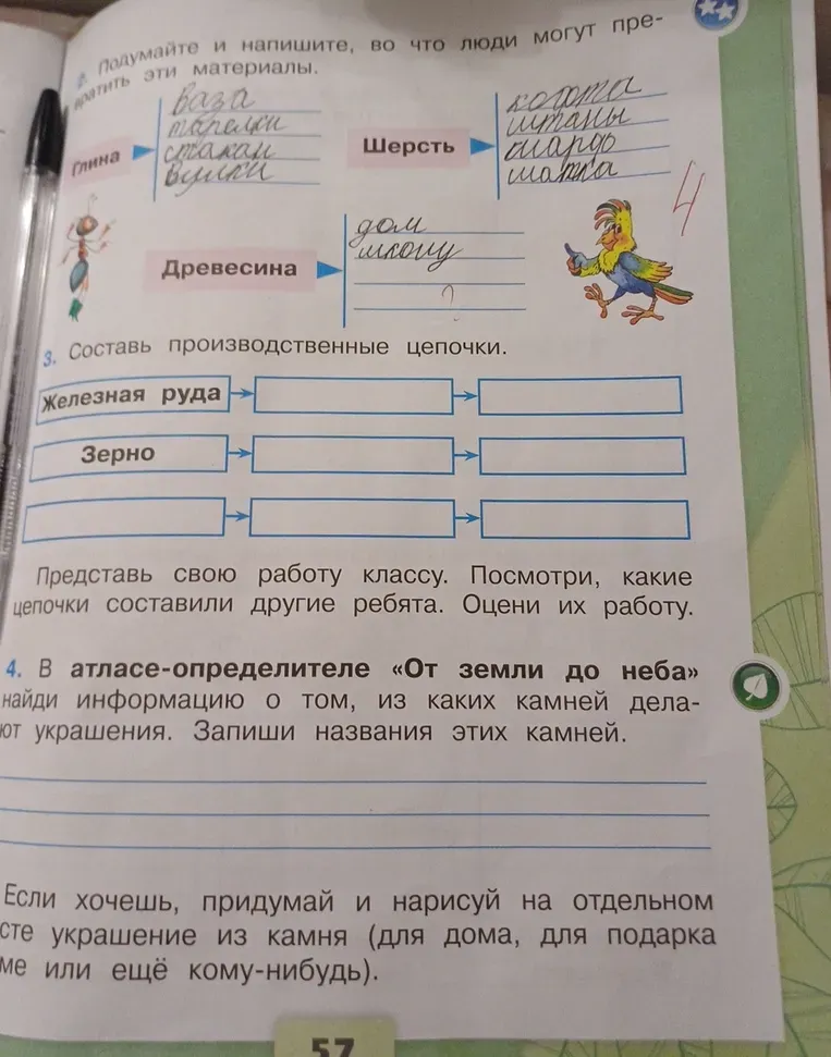 Составь производственные цепочки.