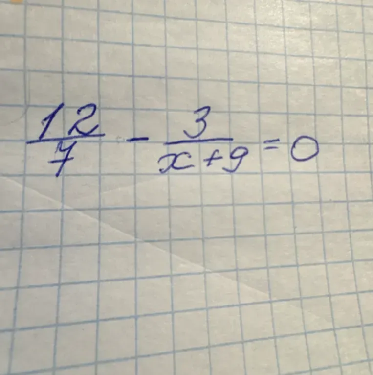 Решите уравнение $\frac{12}{7} - \frac{3}{x+9} = 0$