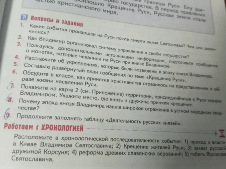 Ответьте на вопросы по истории России 6 класс, страница 41: Какие события произошли на Руси после смерти князя Святослава?