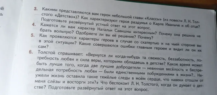 Какими представляются вам герои небольшой главы «Классы» (из повести Л. Н. Толстого «Детство»)?
