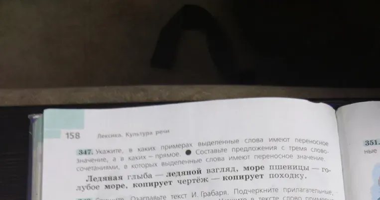 Укажите, в каких примерах выделенные слова имеют переносное значение, а в каких — прямое. Составьте предложения с тремя словосочетаниями, в которых выделенные слова имеют переносное значение.