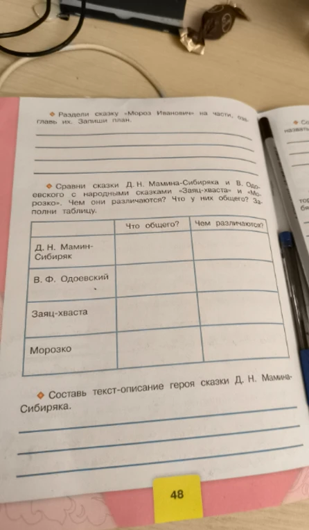 Раздели сказку «Мороз Иванович» на части, озаглавь их. Запиши план.