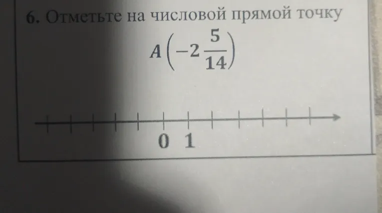 Отметьте на числовой прямой точку A(-2 5/14)