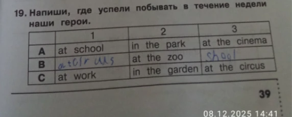 Напиши, где успели побывать в течение недели наши герои.