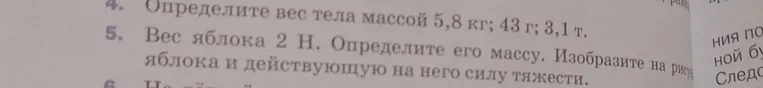 Определите вес тела массой 5,8 кг; 43 г; 3,1 т.