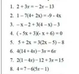 Решите уравнение $2 + 3x = -2x - 13$