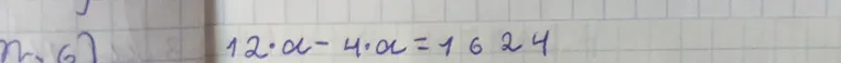 Решите уравнение 12 * x - 4 * x = 1624