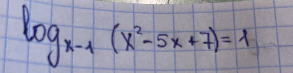 Решите логарифмическое уравнение $\log_{x-1}(x^2 - 5x + 7) = 1$