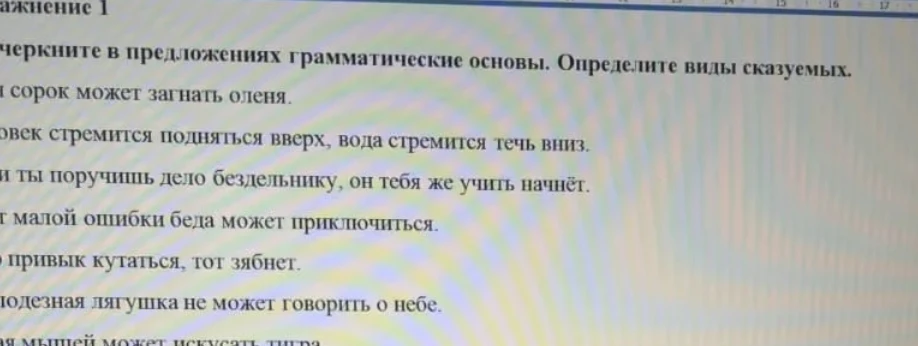 Подчеркните в предложениях грамматические основы. Определите виды сказуемых.