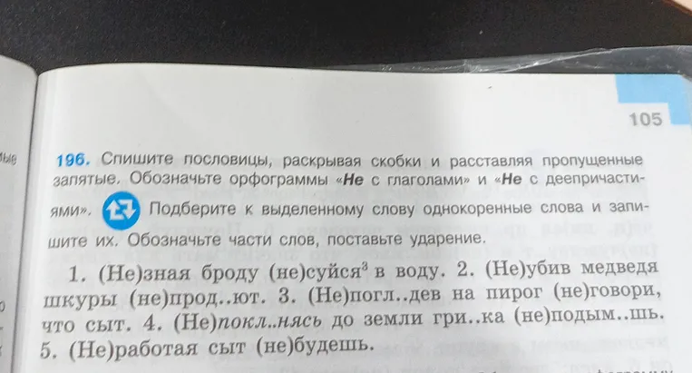 Спишите пословицы, раскрывая скобки и расставляя пропущенные запятые. Обозначьте орфограммы «Не с глаголами» и «Не с деепричастиями»