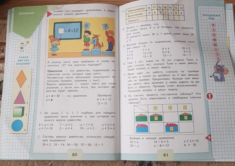Из чисел 7, 5, 1, 3 подбери для каждого уравнения такое значение x, при котором получится верное равенство.