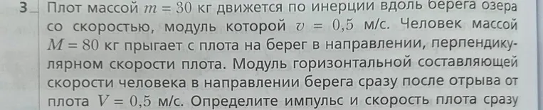 Определите импульс и скорость плота сразу