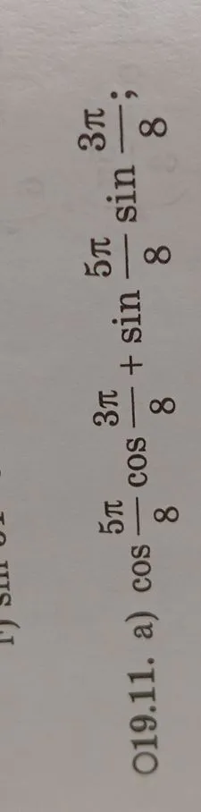 Решите выражение $\frac{\cos\frac{5\pi}{8} - \cos\frac{3\pi}{8}}{\sin\frac{5\pi}{8} - \sin\frac{3\pi}{8}}$