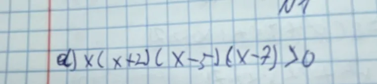 Решить неравенство $x(x+2)(x-5)(x-7) > 0$