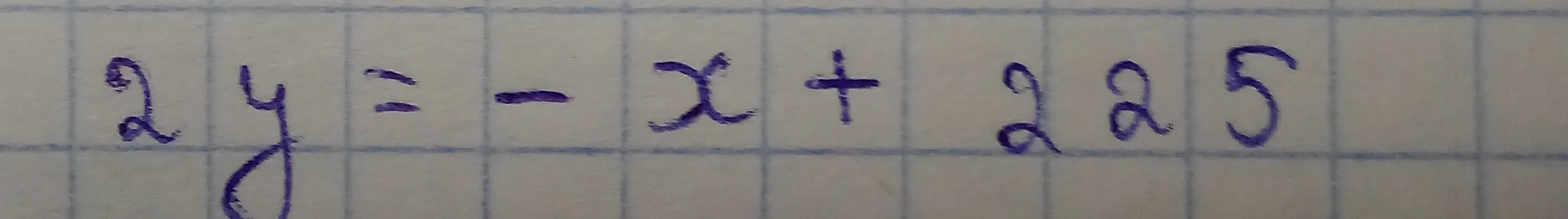 Найти значения y для каждого x из заданного списка X = -3, -2, -1, 0, 1, 2, 3 по уравнению 2y = -x + 225