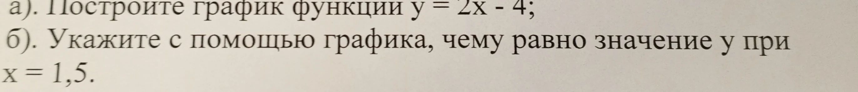 Постройте график функции y = 2x - 4.