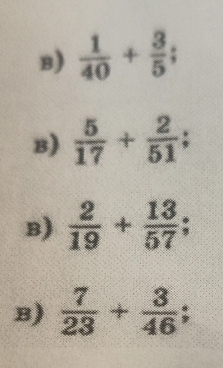 Вычислите сумму дробей: $\frac{1}{40} + \frac{3}{8}$