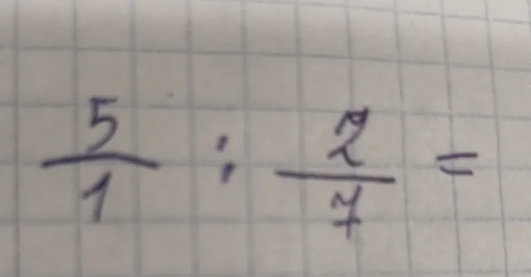 Разделите дробь $\frac{5}{1}$ на $\frac{2}{7}$