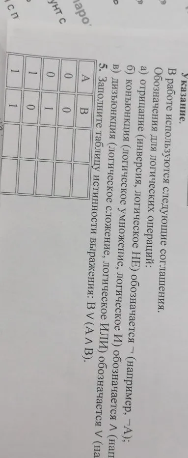 Заполните таблицу истинности выражения $B \lor (A \land B)$