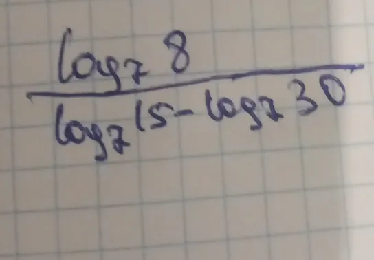 Вычислите значение выражения $\frac{\log_7 8}{\log_7 15 - \log_7 30}$