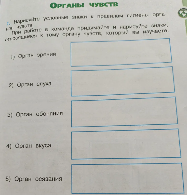 Нарисуйте условные знаки к правилам гигиены органов чувств.