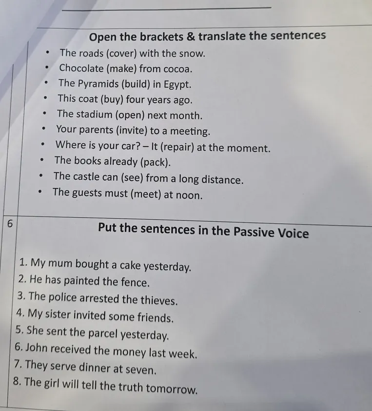 Open the brackets & translate the sentences. Put the sentences in the Passive Voice.
