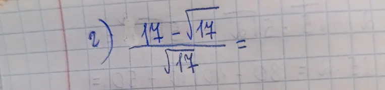 Упростите выражение 2) $$\frac{14 - \sqrt{14}}{\sqrt{14}}$$