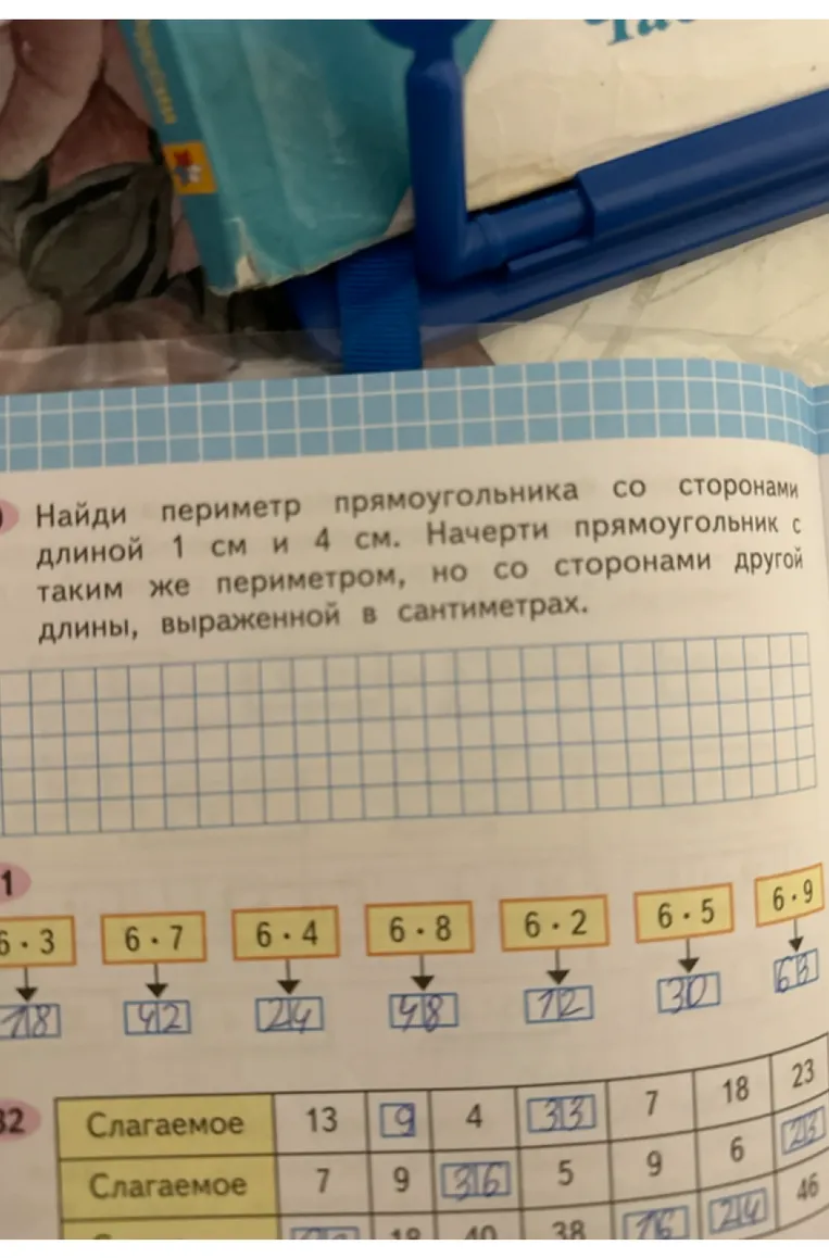 Найти периметр прямоугольника со сторонами длиной 1 см и 4 см. Начертить прямоугольник с таким же периметром, но со сторонами другой длины, выраженной в сантиметрах.