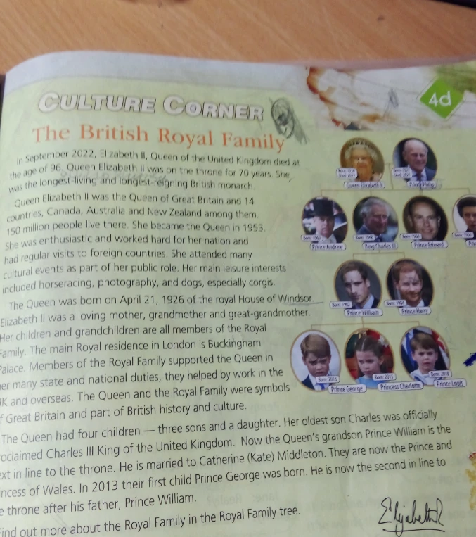 Переведите текст «CULTURE CORNER The British Royal Family»