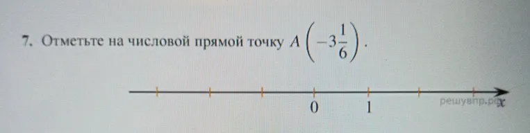 Отметьте на числовой прямой точку A ($-3 \frac{1}{6}$).