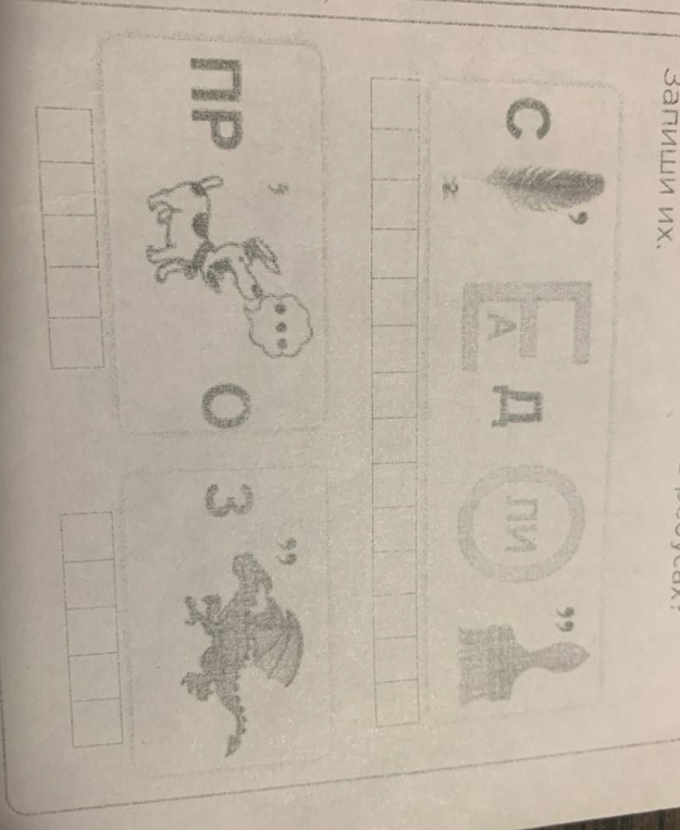 Разгадать ребусы и записать слова.