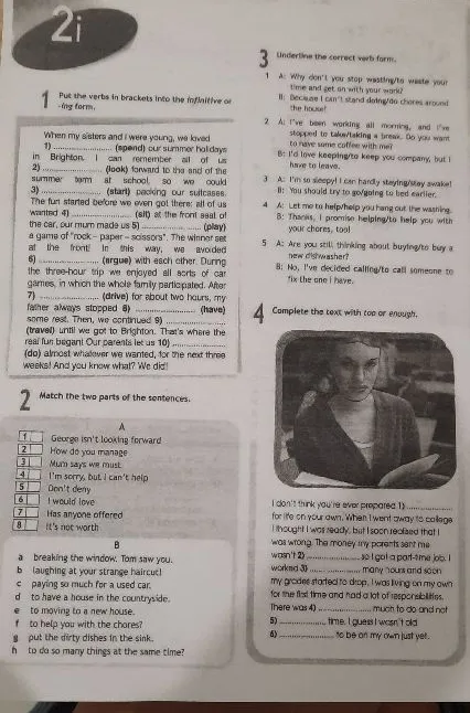 Put the verbs in brackets into the infinitive or -ing form